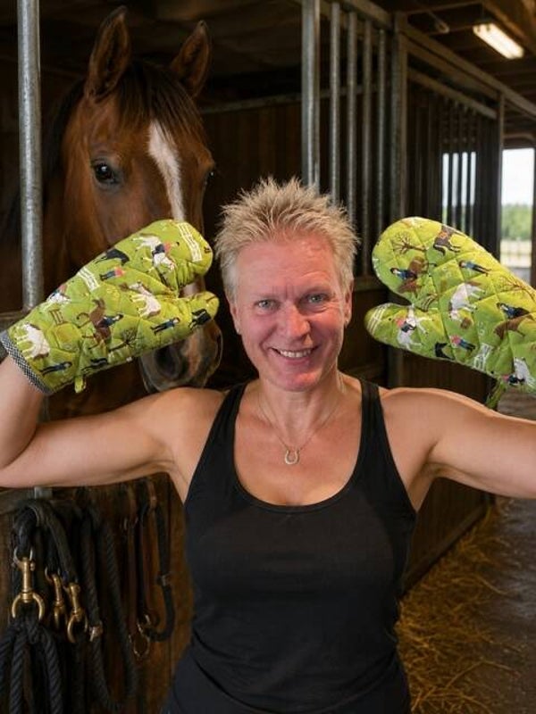 Ovenhandschoenen : Paard en ruiter