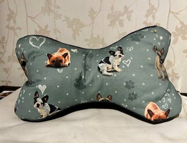 Botkussen : Franse Bulldog grijs en hartjes