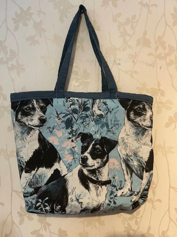 Boodschappentas : Jack russel op blauw