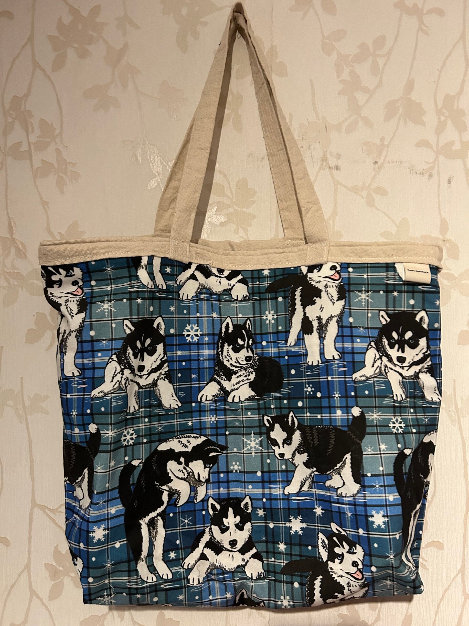 Boodschappentas : Husky blauw geblokt