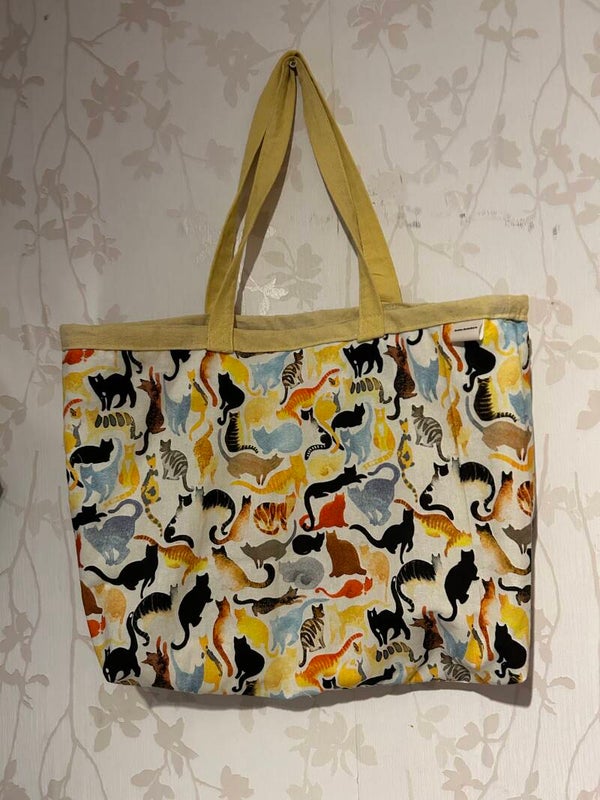 Boodschappentas : Kattenmix geel
