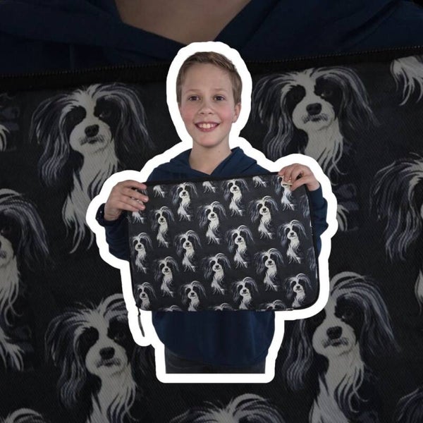 Laptop sleeve : Chinese naakthond zwart-wit tot 15"