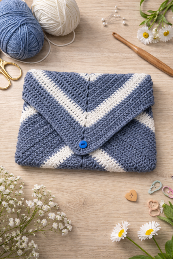 Pochette bleu et blanc