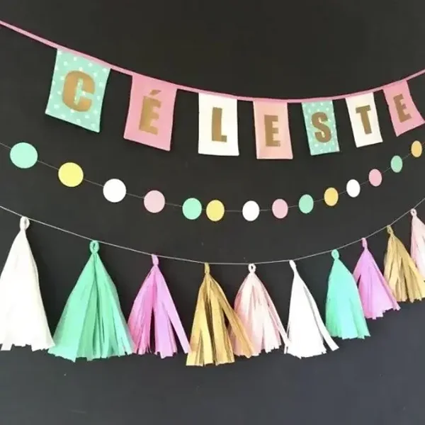 Feestpakket 3 slingers stof in thema en kleur naar keuze