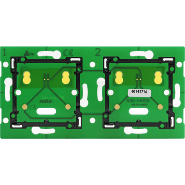 Tweevoudige horizontale muurprint voor Niko Home Control voor gebruik met aansluitunit