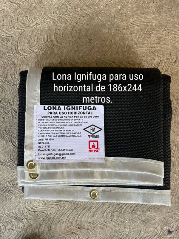 Lona Ignifuga negra de 6x8 FT - grado 2 - para uso horizontal