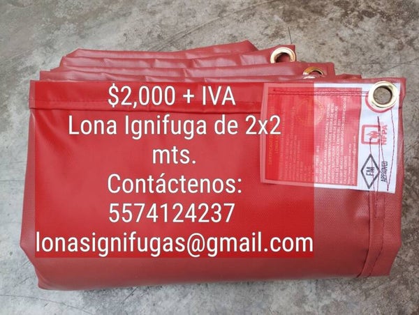Lona Ignifuga de 2x2 metros - grado 1 - para uso vertical - color rojo