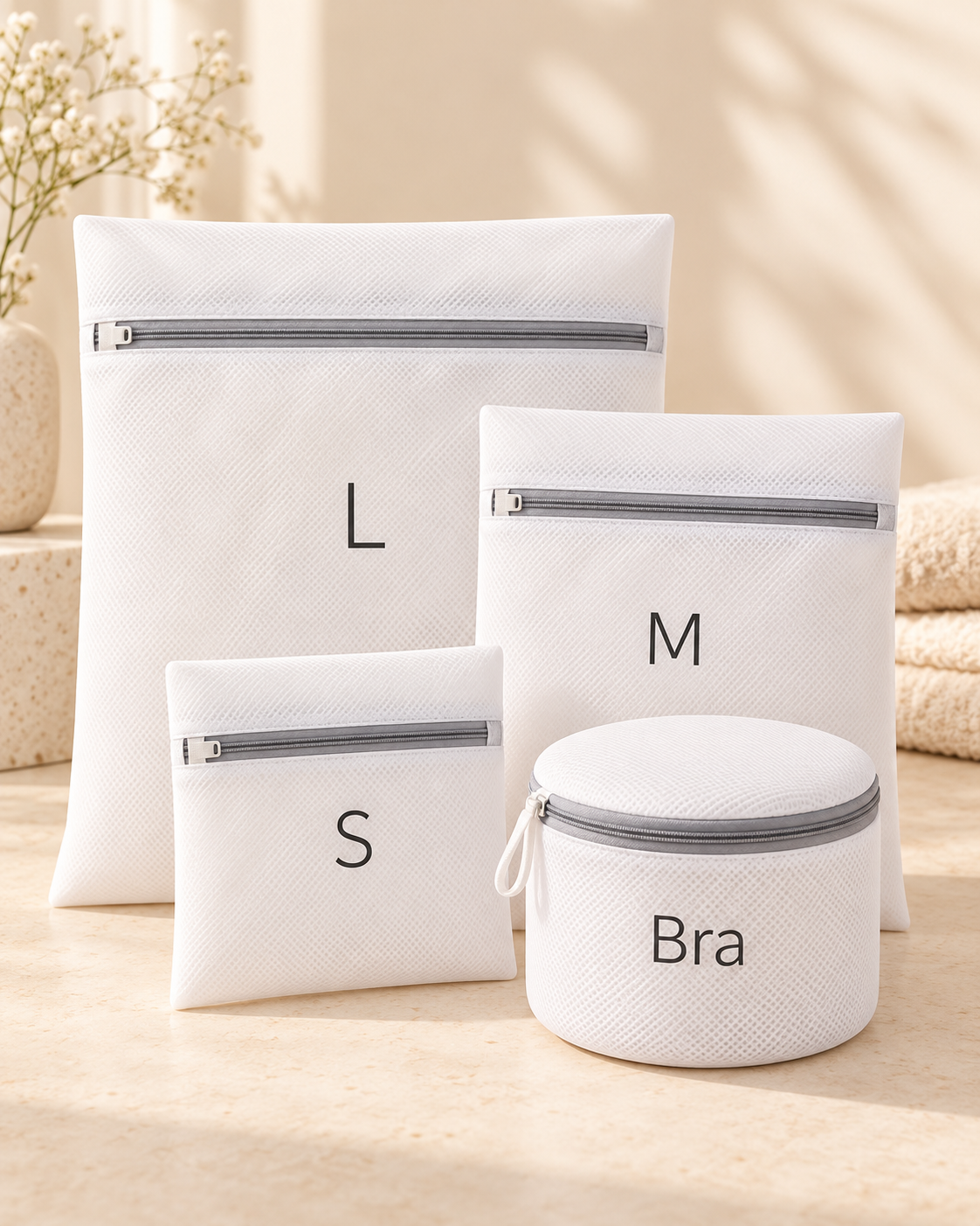 Saci Premium din Plasă pentru Spălarea Hainelor Delicate (Set de 4)