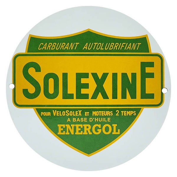 Plaque émaillée bombée ronde "SOLEXINE"