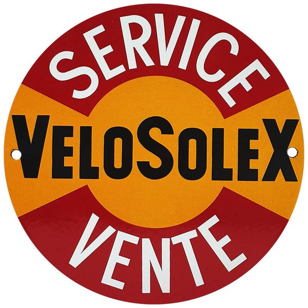 Plaque émaillée bombée ronde "VELOSOLEX SERVICE"