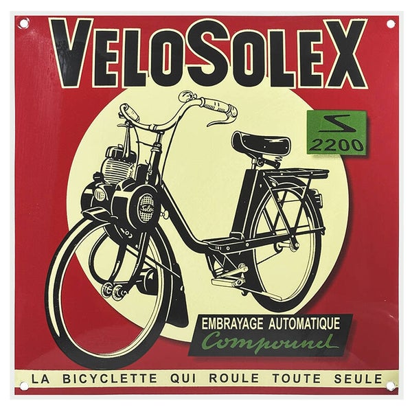 Plaque émaillée bombée 30cm X 30cm "VELOSOLEX 2200"