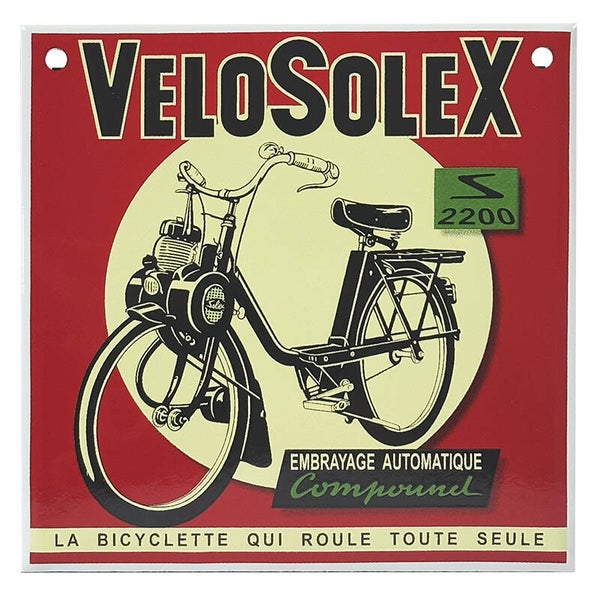 Plaque émaillée bombée 15cm X 15cm "VELOSOLEX 2200"