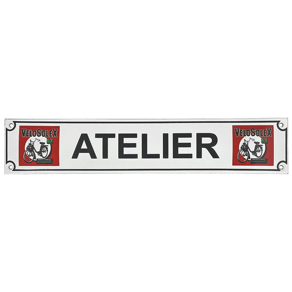 Plaque émaillée bombée "ATELIER"  Solex