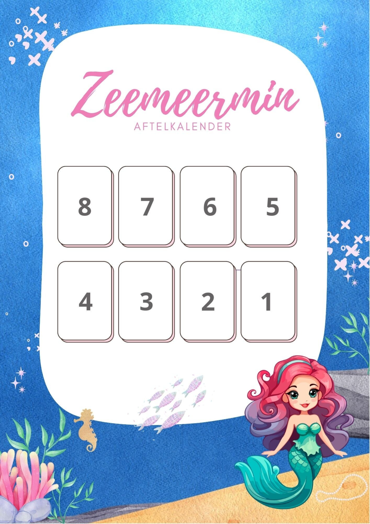 aftelkalender zeemeermin kinderfeestje