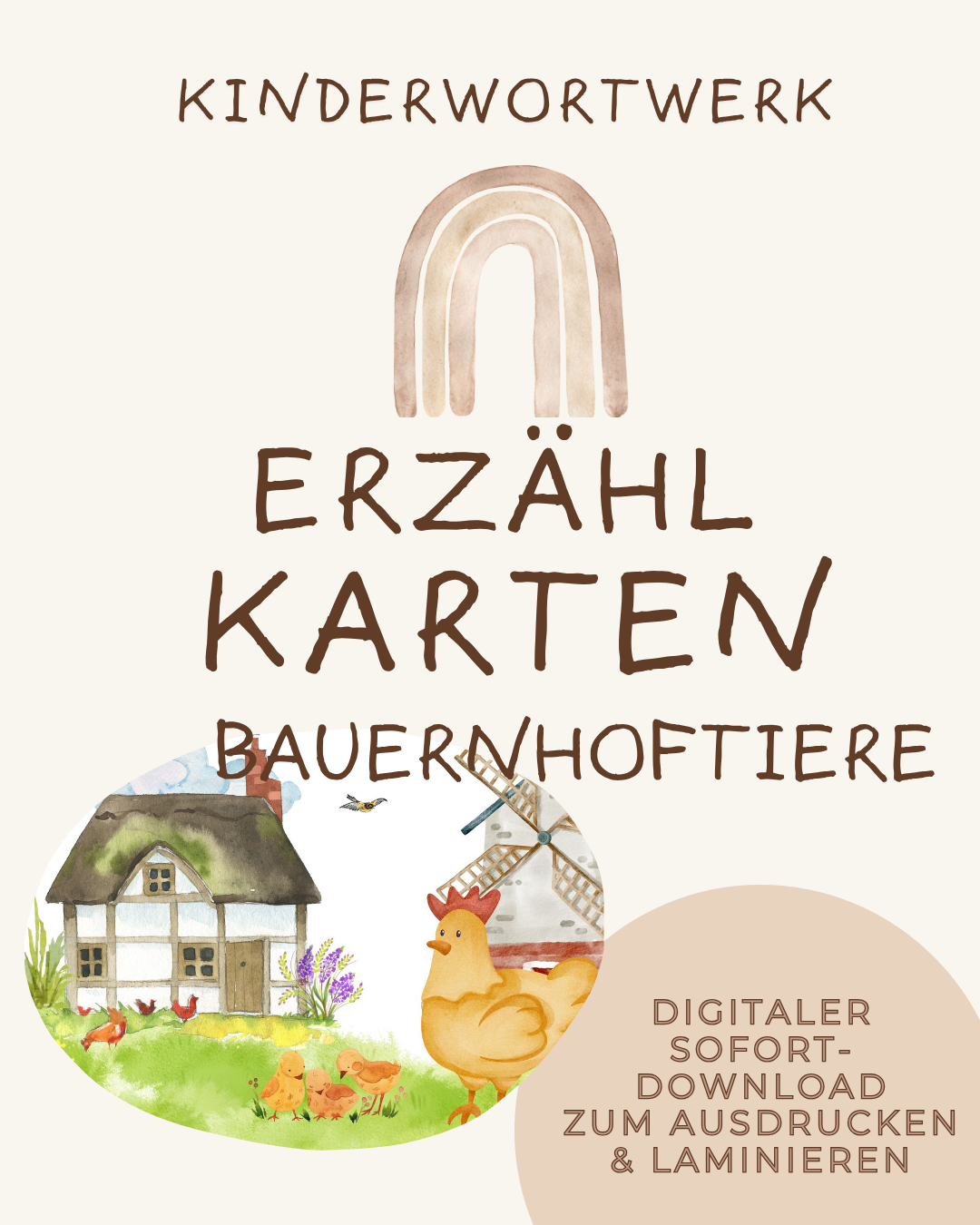 Erzählkarten Bauernhoftiere / 8 Seiten / Sofortdownload