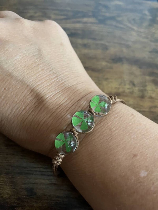 Geluksarmbandje 3 klavertjes vier