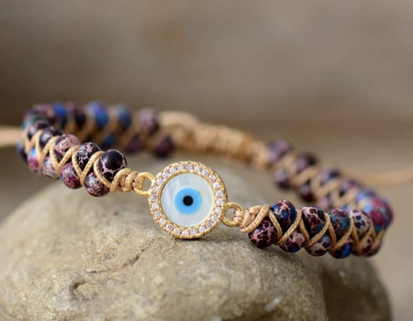 Armband imperial jaspis/ boze oog