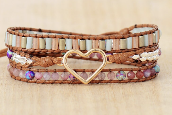 Wikkelarmband toermalijn hartje