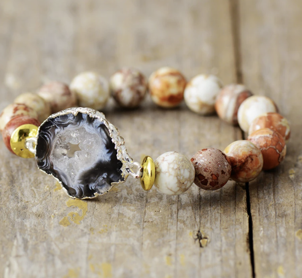 Armband Onyx met Jaspis kralen