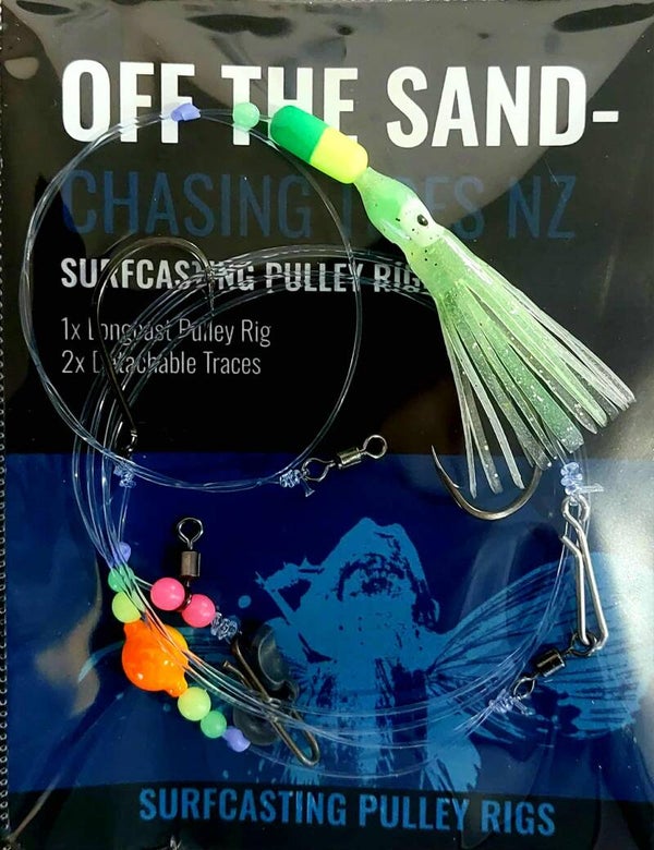 Chasing Tides Pully Rig x 2 Traces. (Fluro Yellow & Clear Octopus Lumo Skirt)