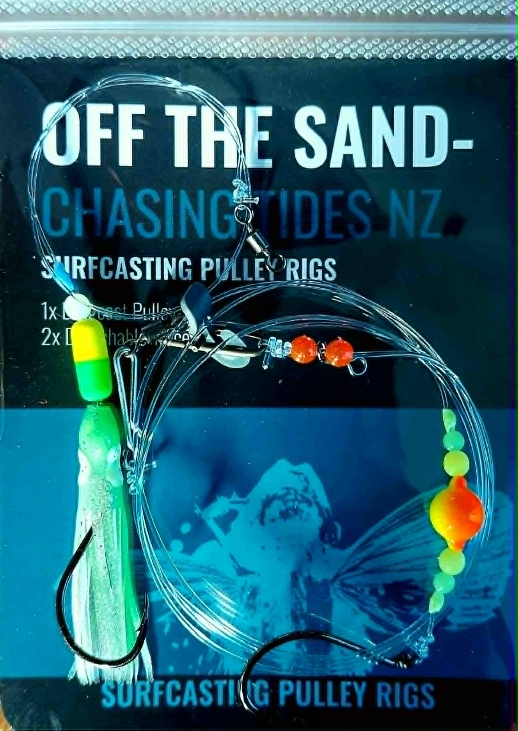 Chasing Tides Pully Rig x 2 Traces. (Green Octopus Lumo Skirt Pill Float)