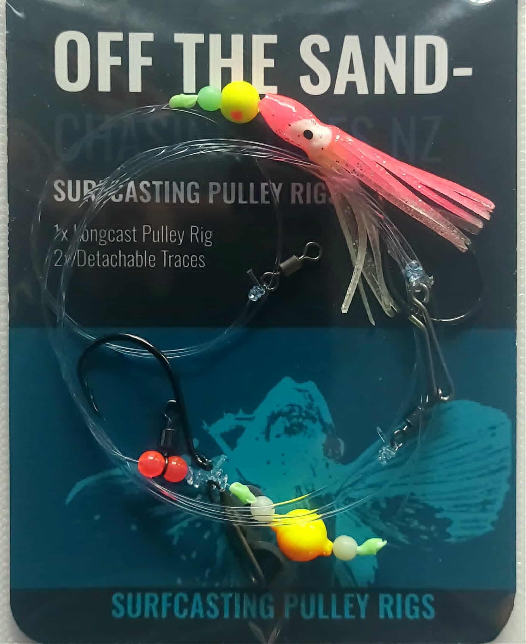 Chasing Tides Pully Rig x 2 Traces. ( Pink Octopus Lumo Skirt)