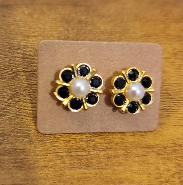 Handmade Pearl & Crystal "Blossom" Stud Earrings