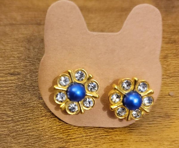 Handmade Color Pearl & Crystal "Blossom" Stud Earrings