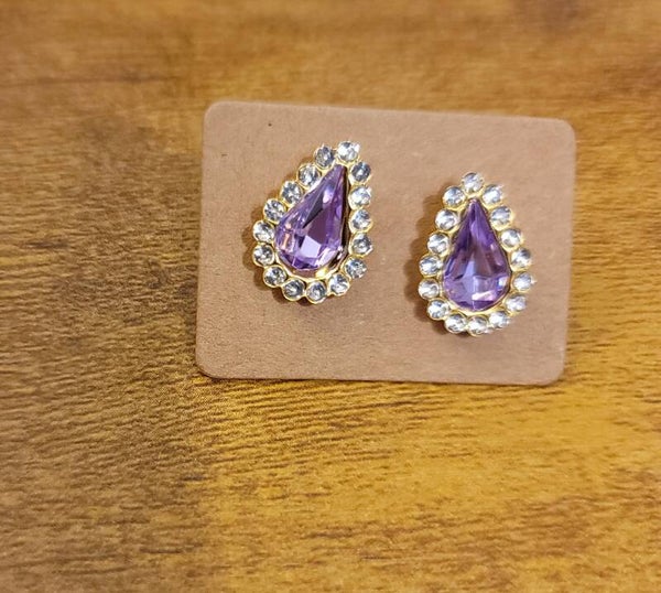 Handmade Crystal Teardrop Halo Stud Earrings
