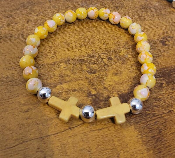 Handcrafted Multi-Cross Beaded Stretch Bracelet