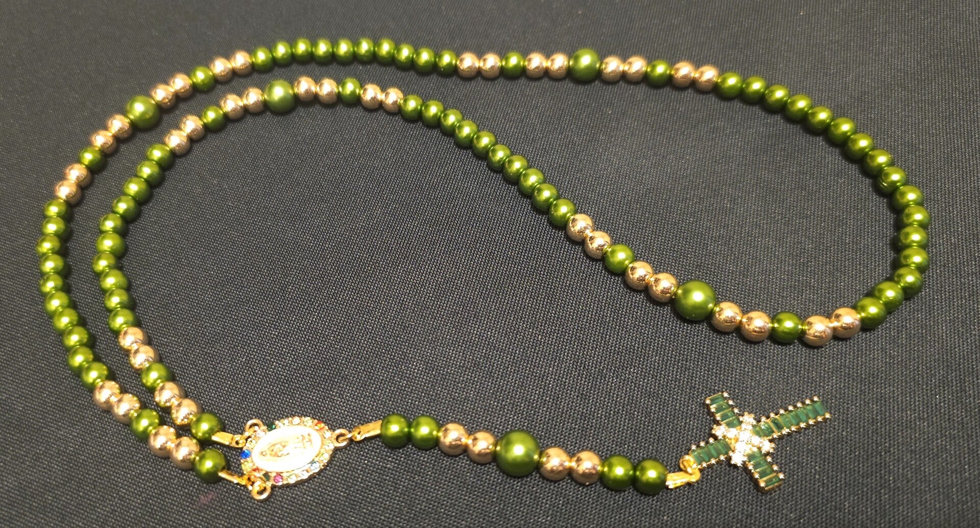 Rosary-Style Beaded Necklace – Cross & Religious Charms