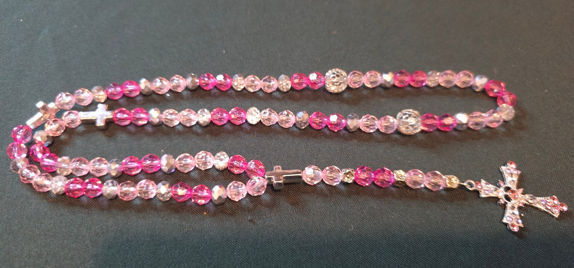 Rosary-Style Beaded Necklace – Cross & Religious Charms