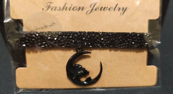 Midnight Moon & Skull Rhinestone Choker