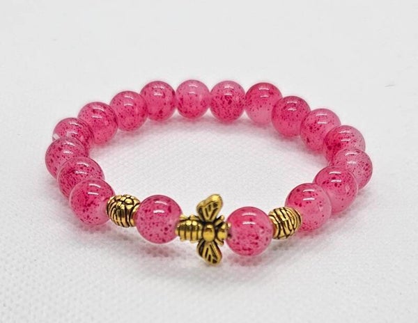 Girls' Handcrafted Bee Beaded Stretch Bracelet