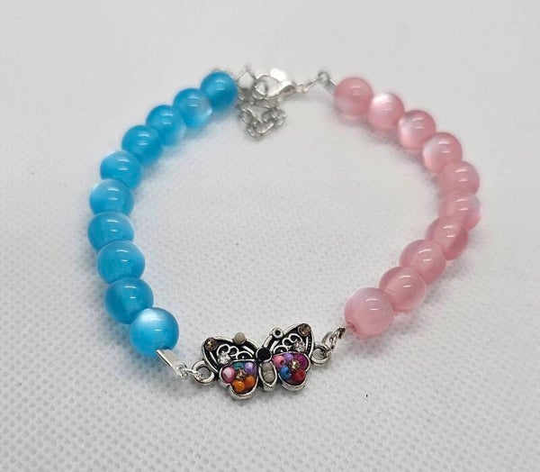 Handcrafted Beaded Link Bracelet with Charm