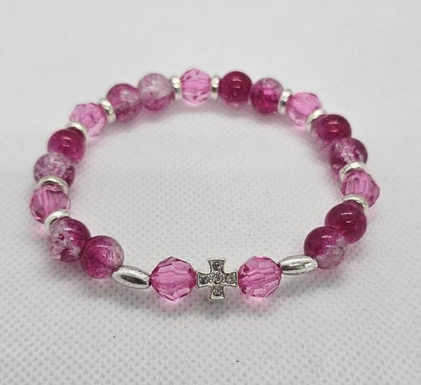 Handcrafted Religious Cross Stretch Bracelet
