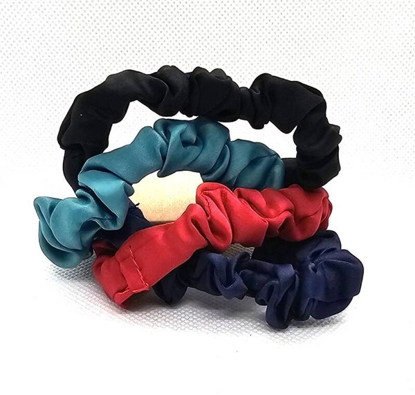 4-Piece Jewel Tone Satin Scrunchie Set