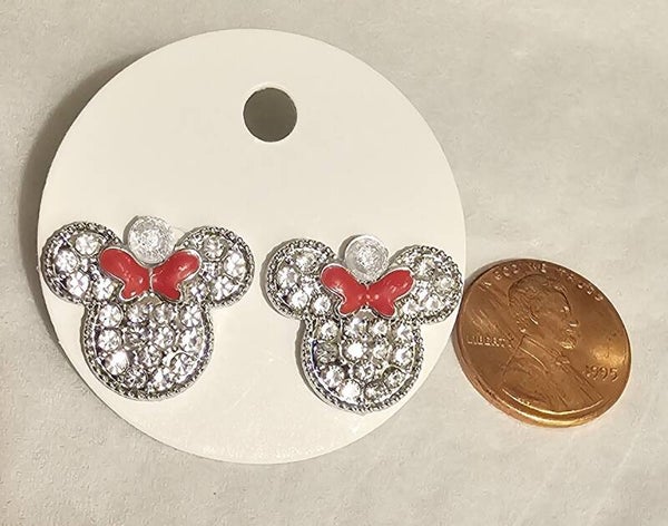 Handmade Mouse-Inspired Sparkling Stud Earrings