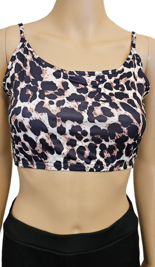 Women's Leopard Print Cami Cropped Tank Top