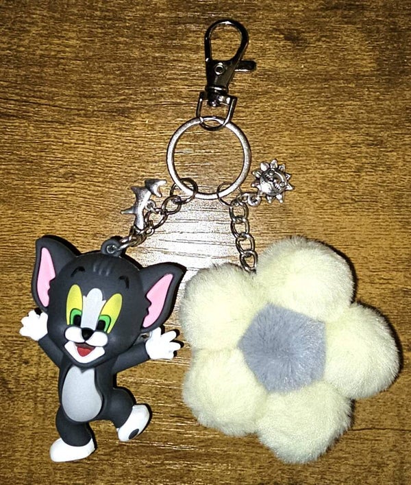 Handmade Tom & Jerry Pom-Pom Keychain