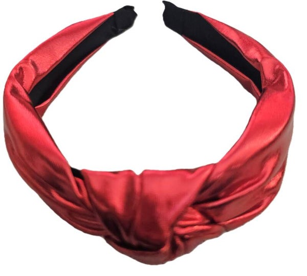 Metallic Faux Leather Knotted Headband