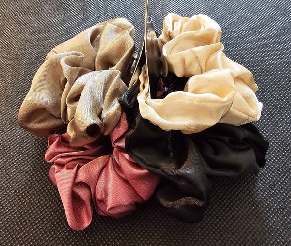 4-Piece Neutral Elegance Satin Scrunchie Set