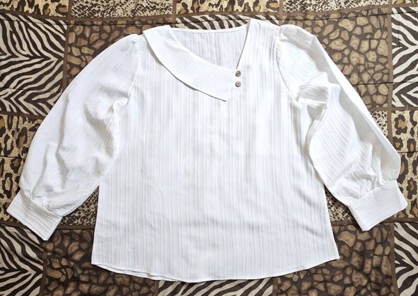 Plus Size Asymmetrical Collar Striped Blouse