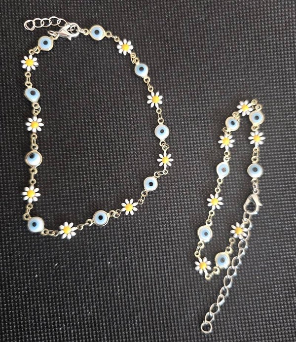 Handcrafted Evil Eye & Daisy Jewelry Set