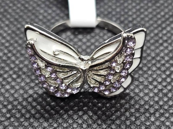 Crystal & Enamel Butterfly Statement Ring