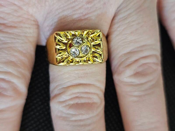 Unisex Vintage-Inspired Sunburst Signet Ring