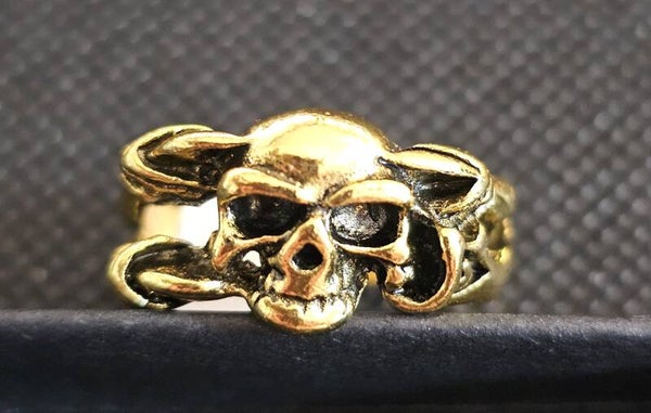 Vintage Gold-Tone Skull Signet Ring