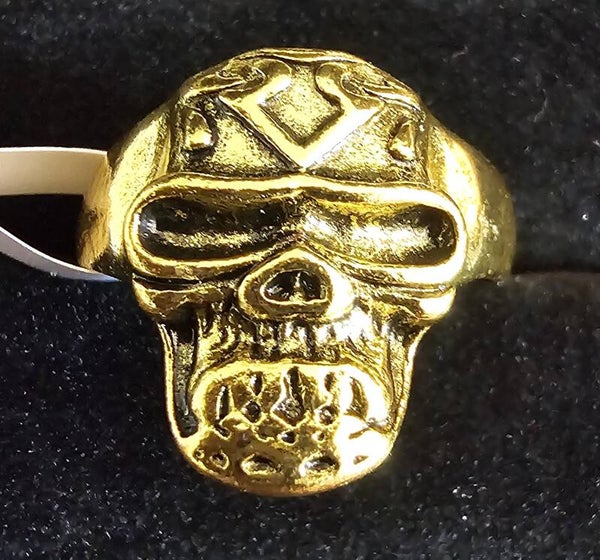 Unisex Vintage Gold-Tone Skull Signet Ring