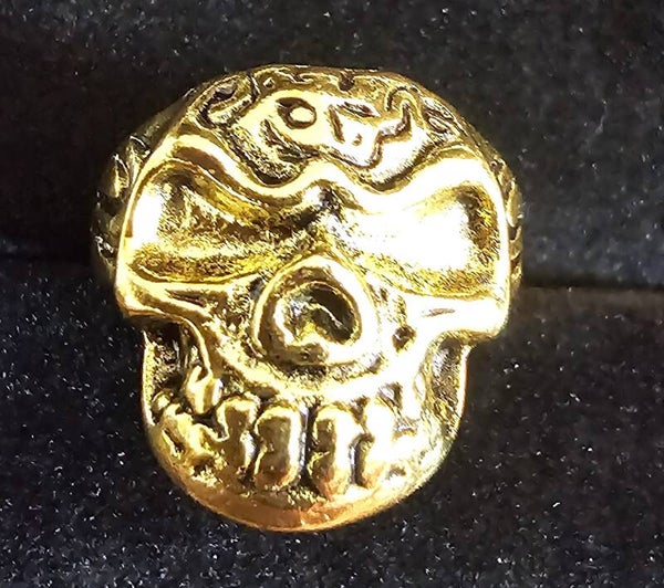 Unisex Vintage Gold-Tone Skull Signet Ring