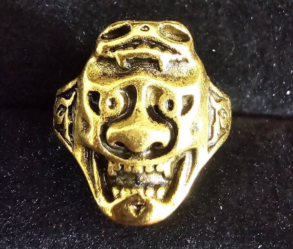 Unisex Vintage Gold-Tone Skull Signet Ring